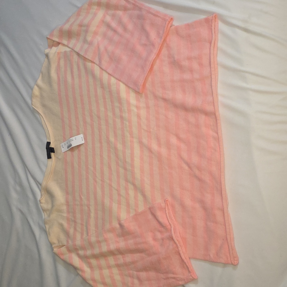 J. Crew Pink and Cream Striped Long Sleeve Top